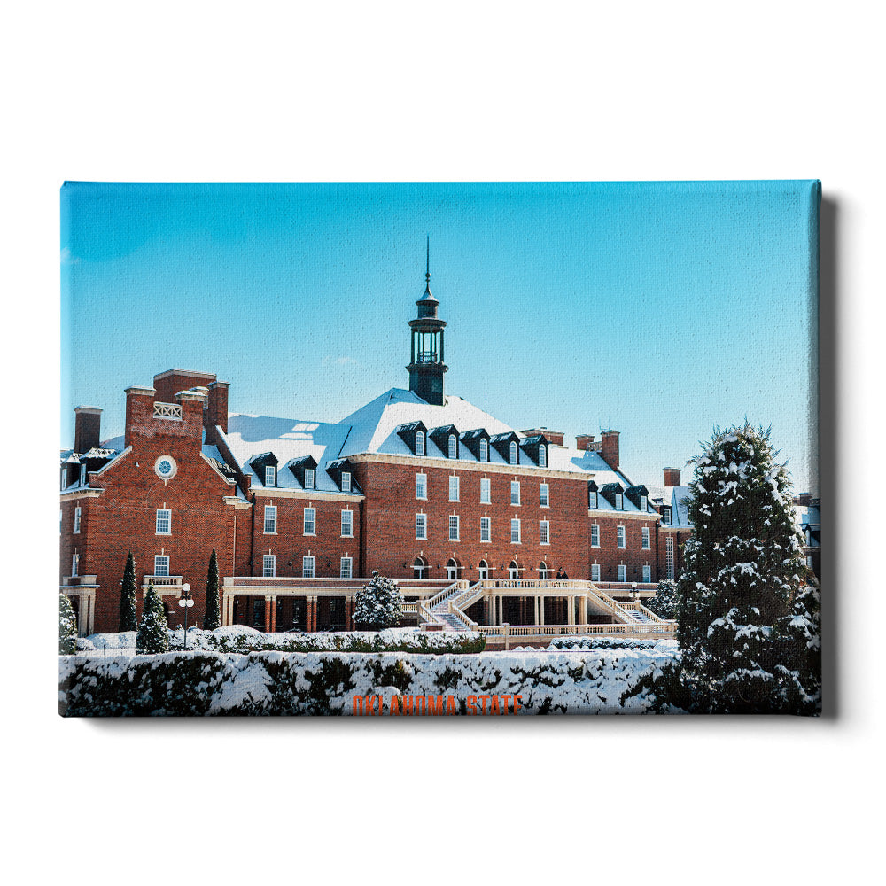 Oklahoma State Cowboys - Oklahoma State Campus Snowfall - College Wall Art #Canvas