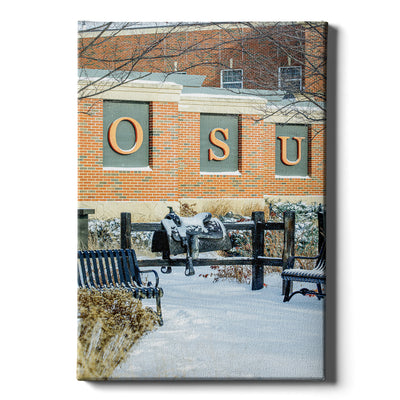 Oklahoma State Cowboys - Saddle in the Snow - College Wall Art #Canvas
