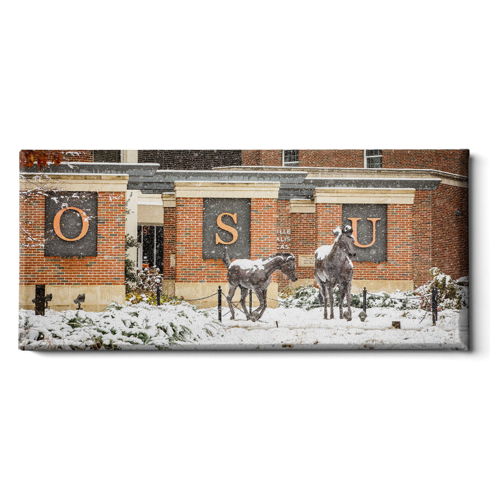 Oklahoma State Cowboys - OSU Winter Dusting Panoramic - College Wall Art #Canvas