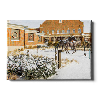 Oklahoma State Cowboys - Student Union Snowfall - College Wall Art #Canvas