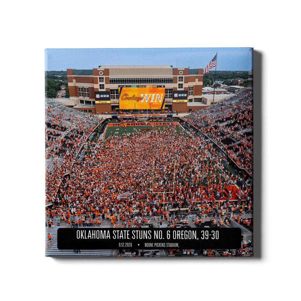 Oklahoma State Cowboys - Oklahoma State Stuns No. 6 Oregon Storms the Field - College Wall Art #Canvas