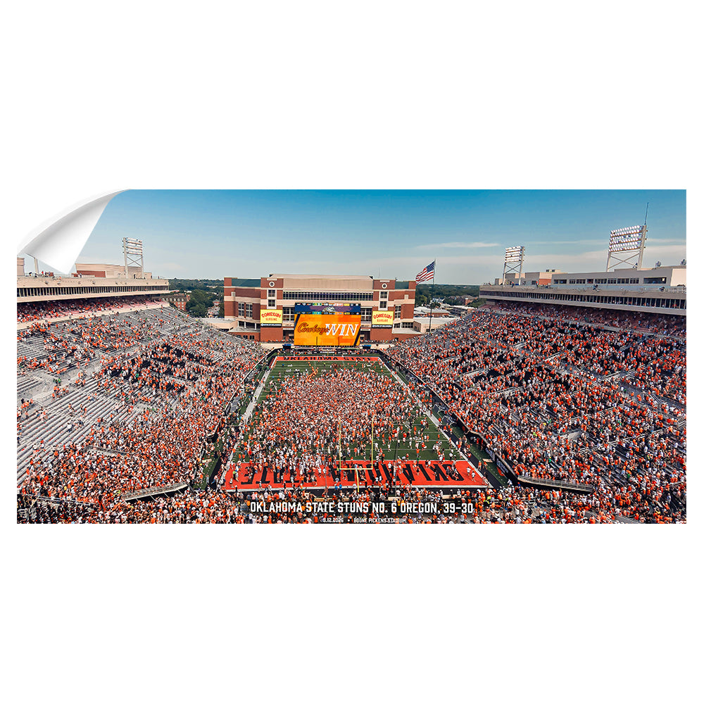 Oklahoma State Cowboys - Oklahoma State Cowboys Stun the No. 6 Oregon Ducks Panoramic - College Wall Art #Wall Decal