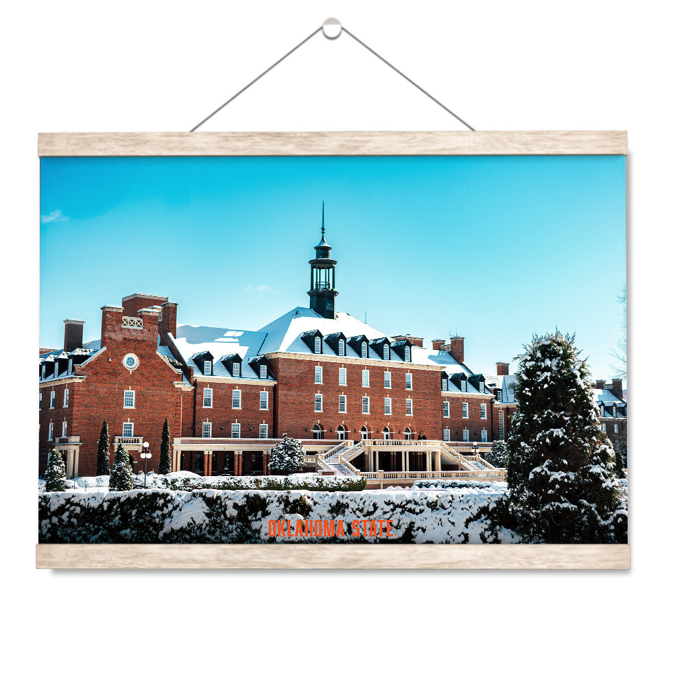 Oklahoma State Cowboys - Oklahoma State Campus Snowfall - College Wall Art #Canvas