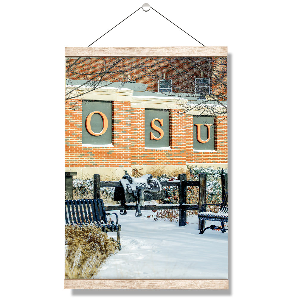 Oklahoma State Cowboys - Saddle in the Snow - College Wall Art #Canvas