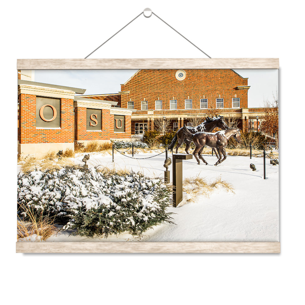 Oklahoma State Cowboys - Student Union Snowfall - College Wall Art #Canvas