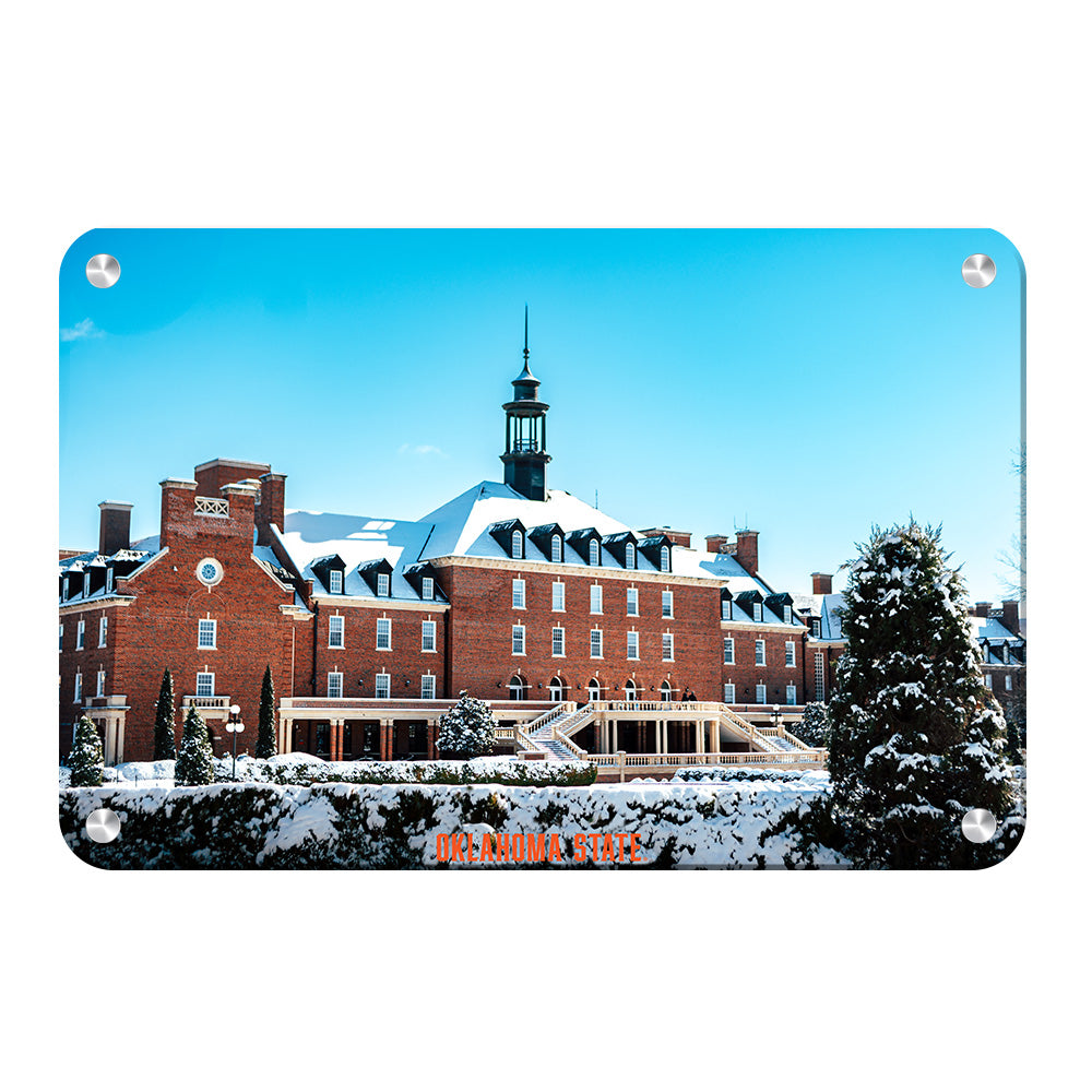 Oklahoma State Cowboys - Oklahoma State Campus Snowfall - College Wall Art #Canvas