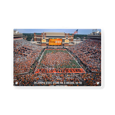 Oklahoma State Cowboys - Oklahoma State Stuns No. 6 Oregon - College Wall Art #Metal