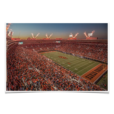 Oklahoma State Cowboys - Boone Pickens Stadium Sunset - College Wall Art #Poster