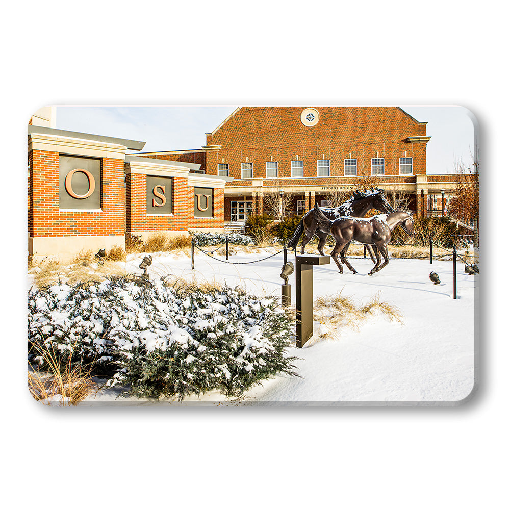 Oklahoma State Cowboys - Student Union Snowfall - College Wall Art #Canvas