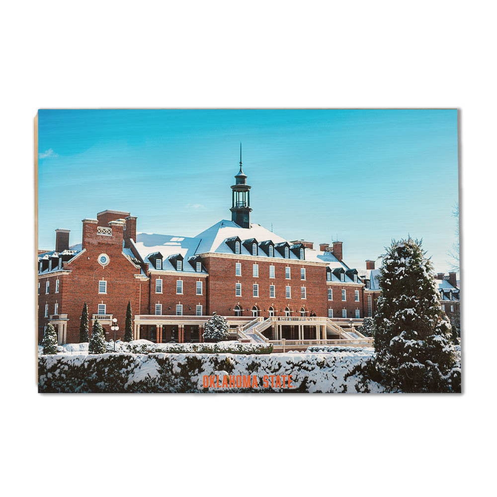 Oklahoma State Cowboys - Oklahoma State Campus Snowfall - College Wall Art #Canvas