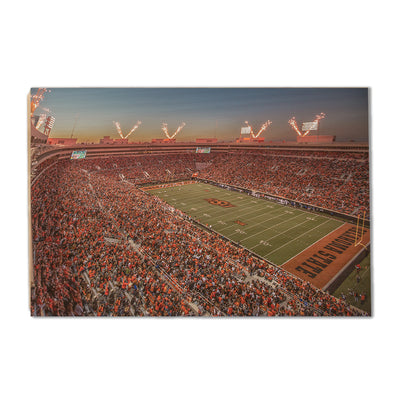 Oklahoma State Cowboys - Boone Pickens Stadium Sunset - College Wall Art #Wood