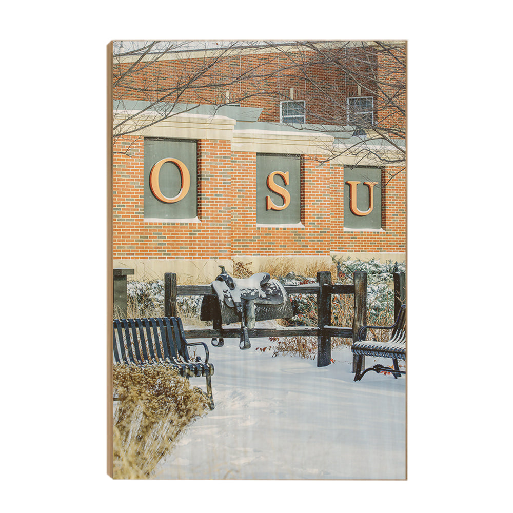 Oklahoma State Cowboys - Saddle in the Snow - College Wall Art #Canvas