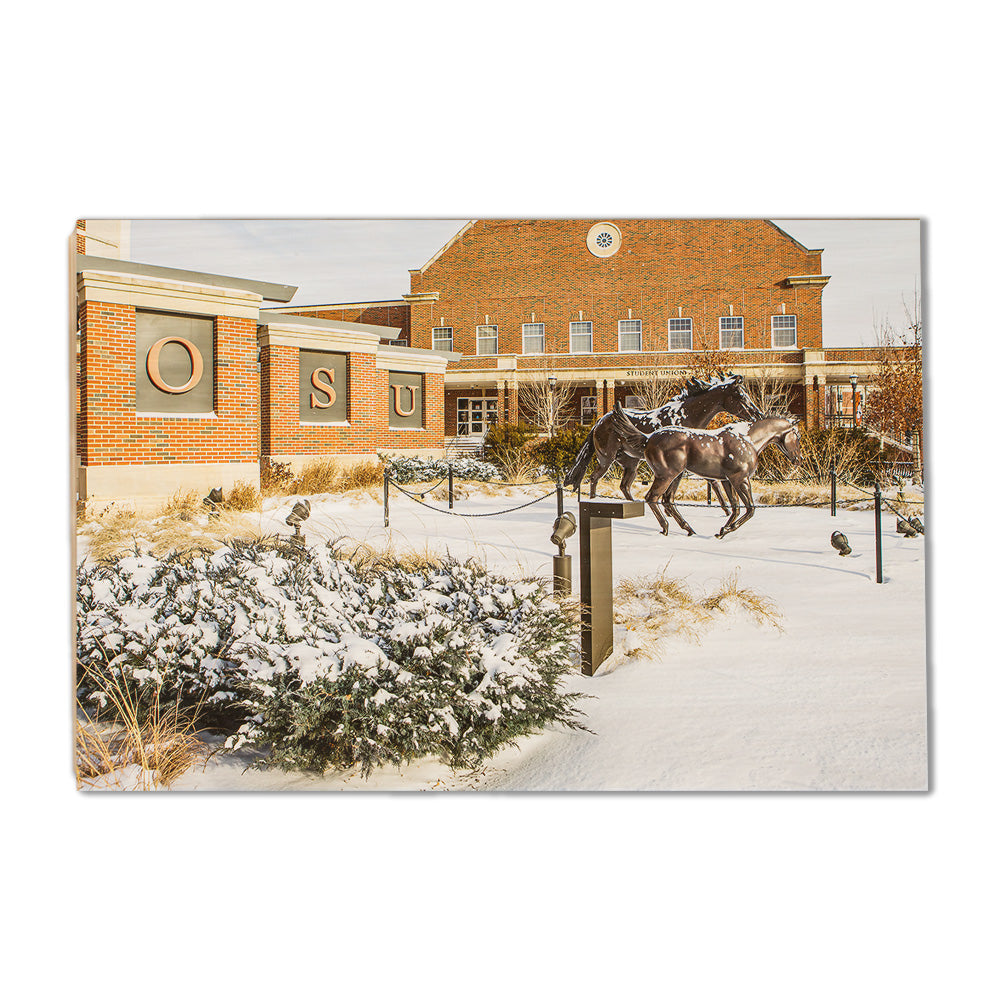 Oklahoma State Cowboys - Student Union Snowfall - College Wall Art #Canvas