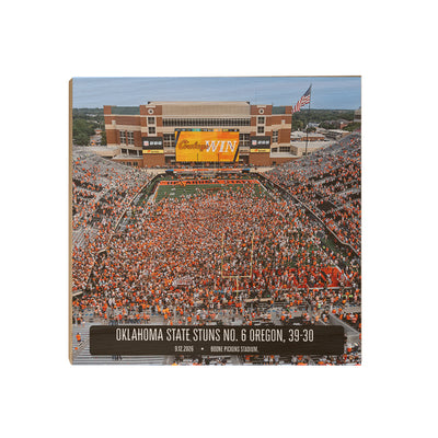 Oklahoma State Cowboys - Oklahoma State Stuns No. 6 Oregon Storms the Field - College Wall Art #Wood