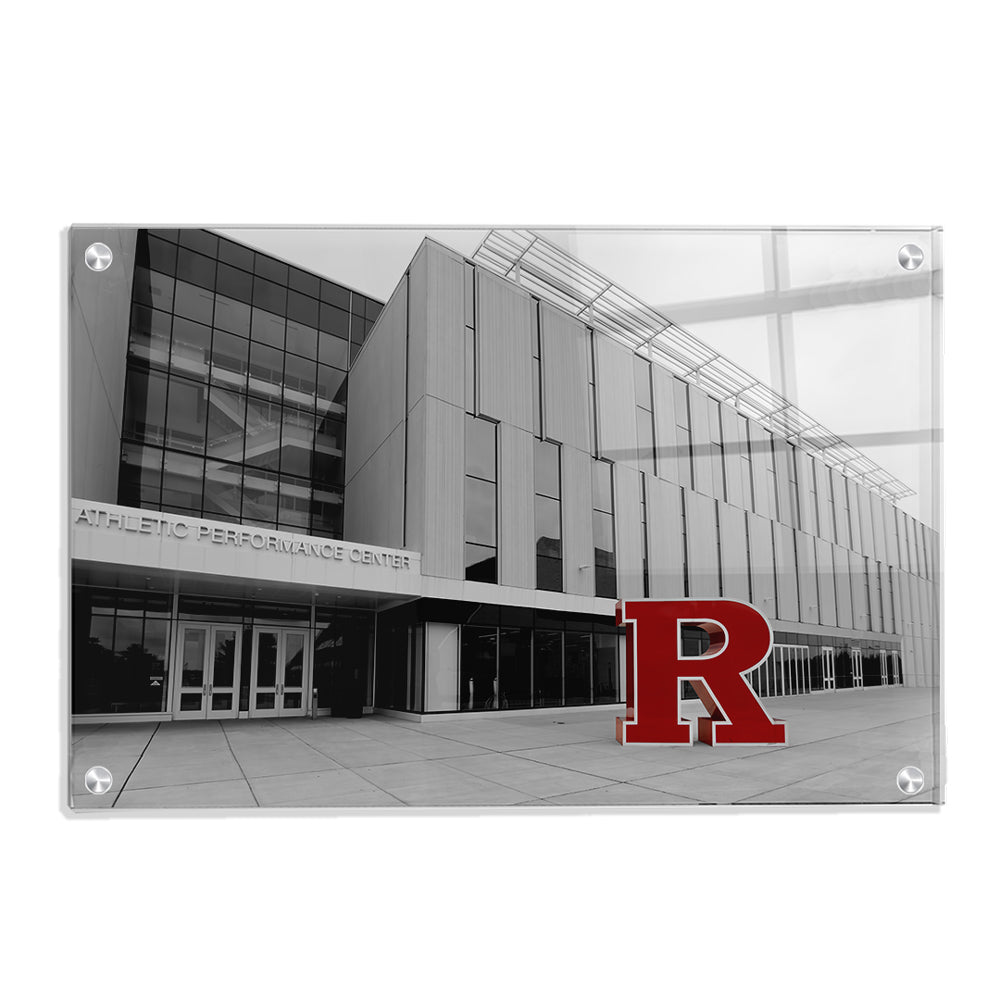 Rutgers Scarlet Knights - Athletic Performance Center B&W with Scarlet R - College Wall Art #Canvas
