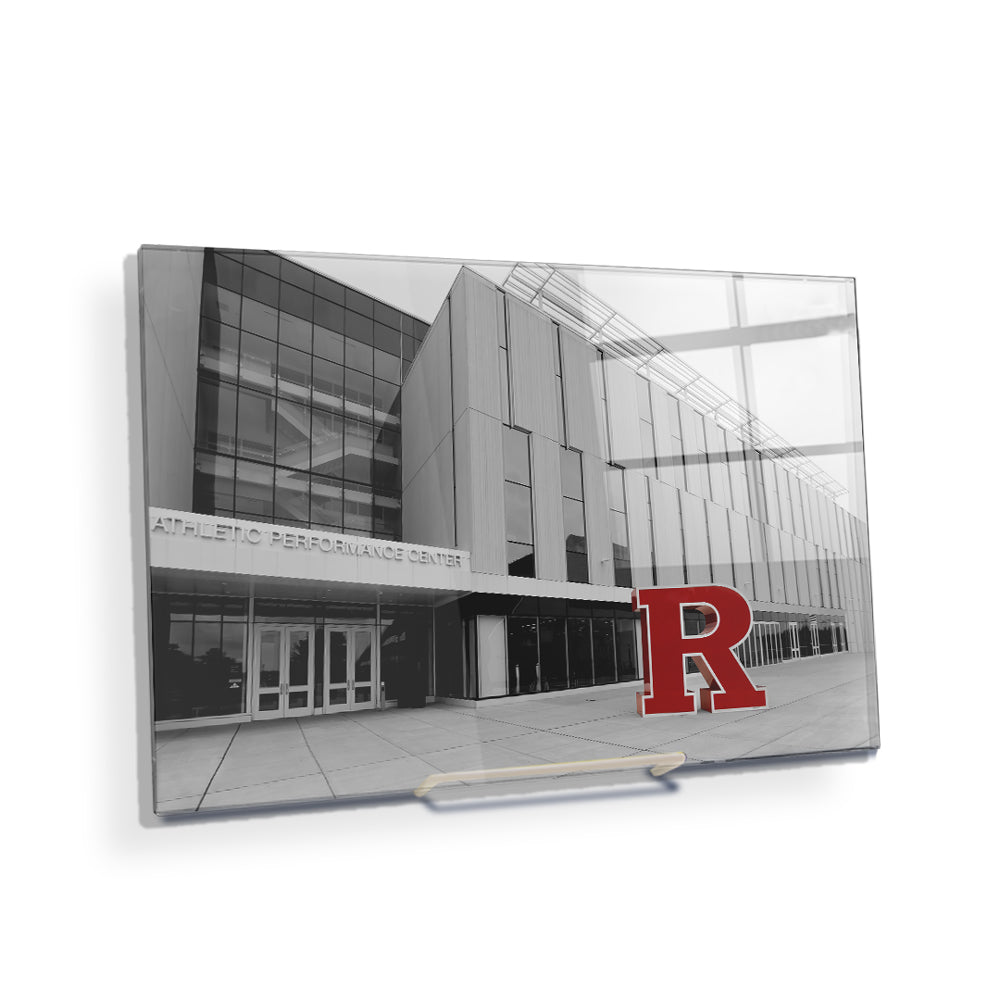 Rutgers Scarlet Knights - Athletic Performance Center B&W with Scarlet R - College Wall Art #Canvas