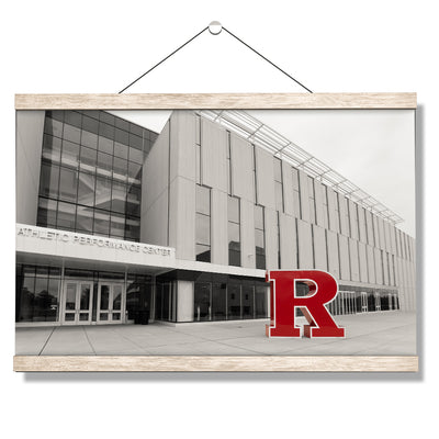 Rutgers Scarlet Knights - Athletic Performance Center B&W with Scarlet R - College Wall Art #Hanging Canvas