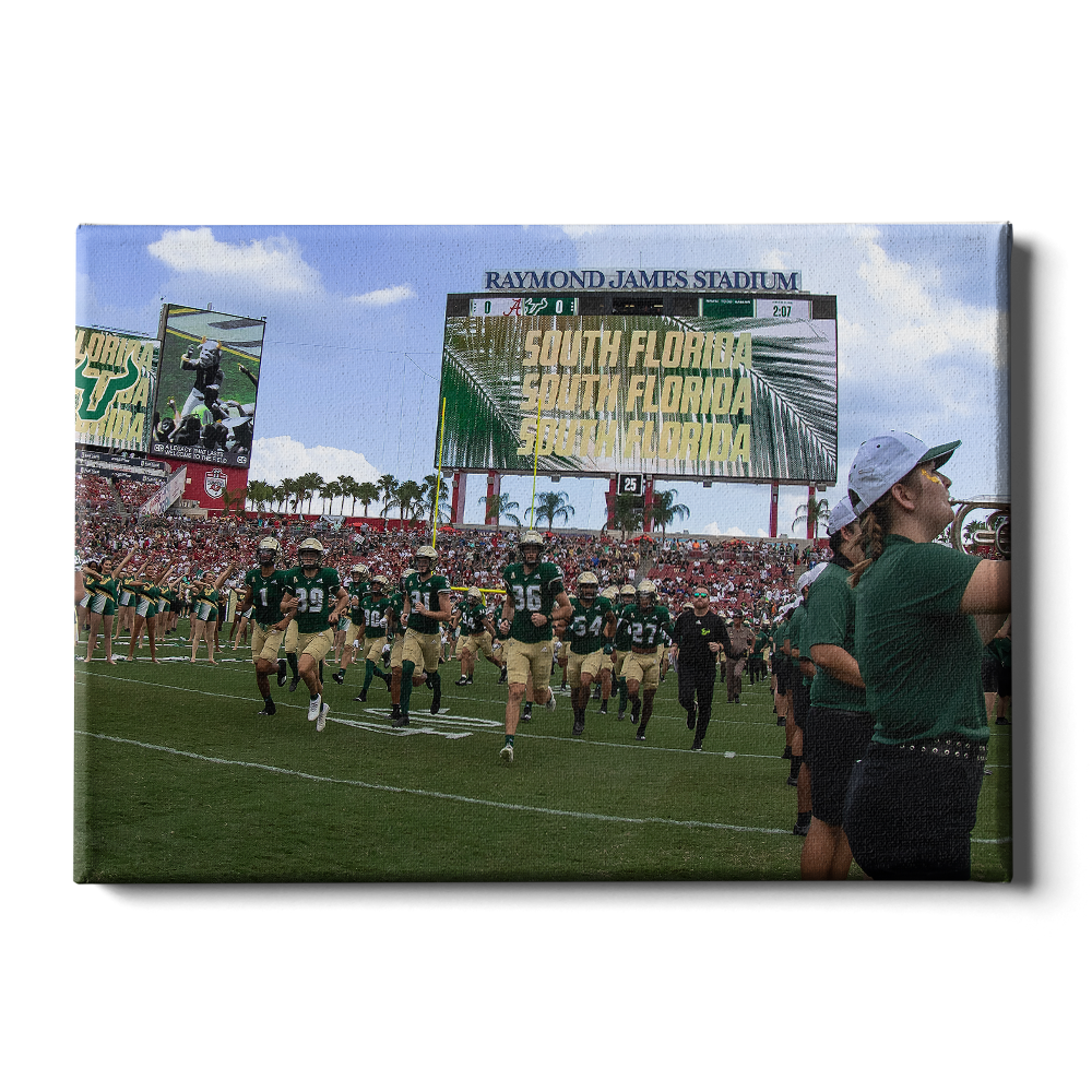 USF Bulls - South Florida Running onto the Field - College Wall Art #Canvas