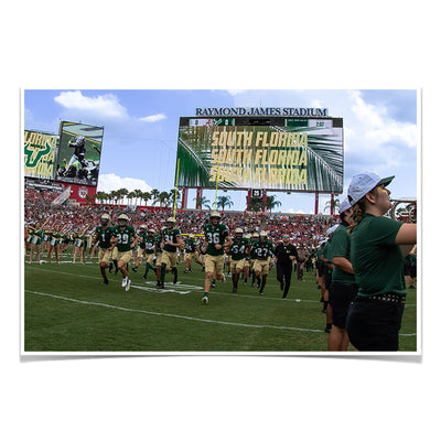USF Bulls - South Florida Running onto the Field - College Wall Art #Poster