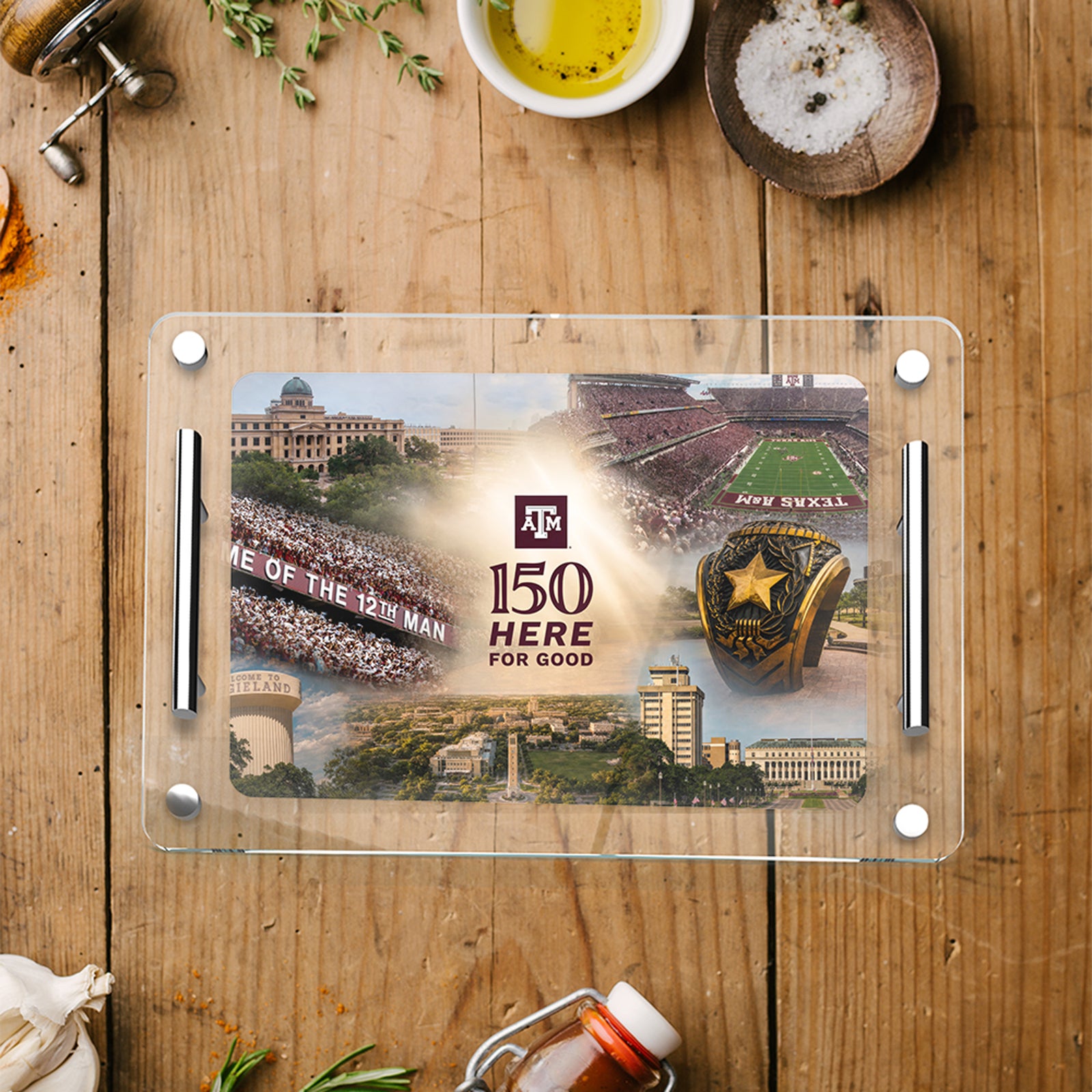 Texas A&M Aggies - Texas A&M Sesquicentennial 150 Here for Good the Present - Charcuterie Tray