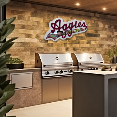 Texas A&M Aggies - Aggies Script Two Layer Metal Dimensional Wall Art