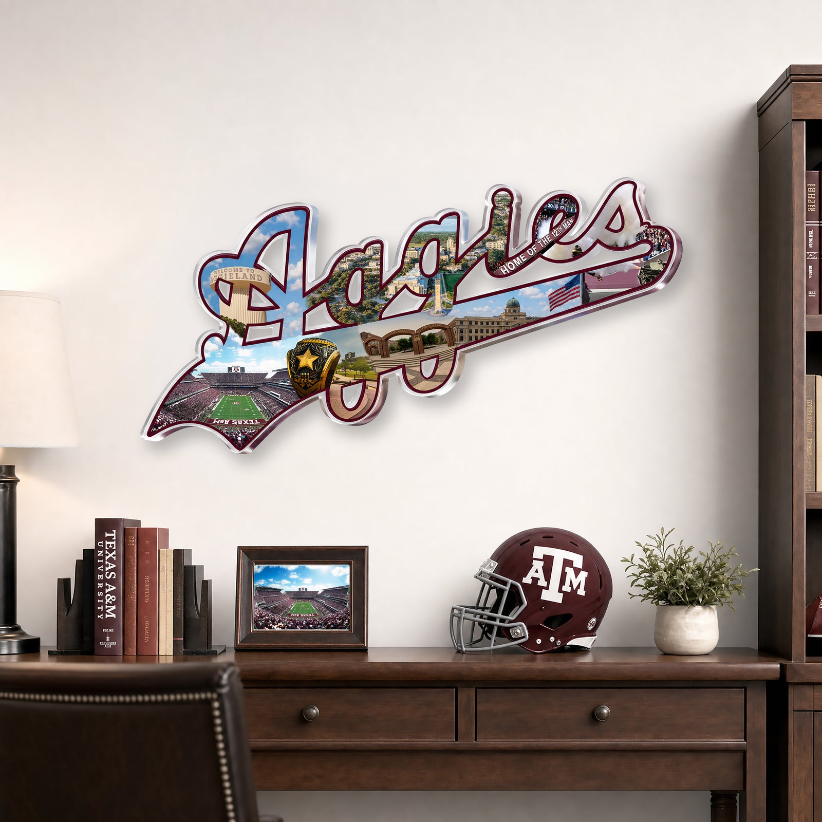 Texas A&M Aggies  - Aggies Script Collage Single Layer Dimensional Wall Art