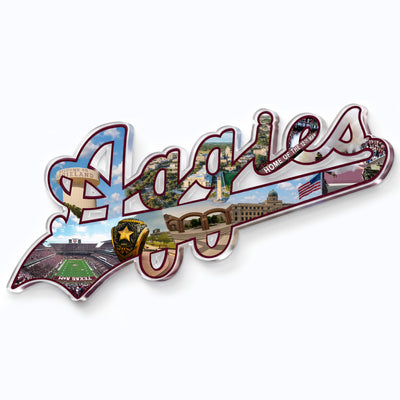 Texas A&M Aggies  - Aggies Script Collage Single Layer Dimensional Wall Art