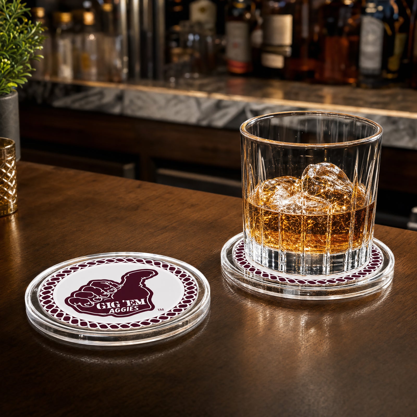 Texas A&M Aggies - Sesquicentennial 150 Vintage Gig'Em Coaster