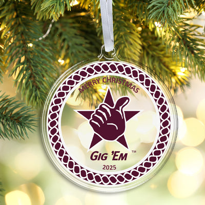 Texas A&M Aggies - Gig 'em Christmas 2025 Ornament