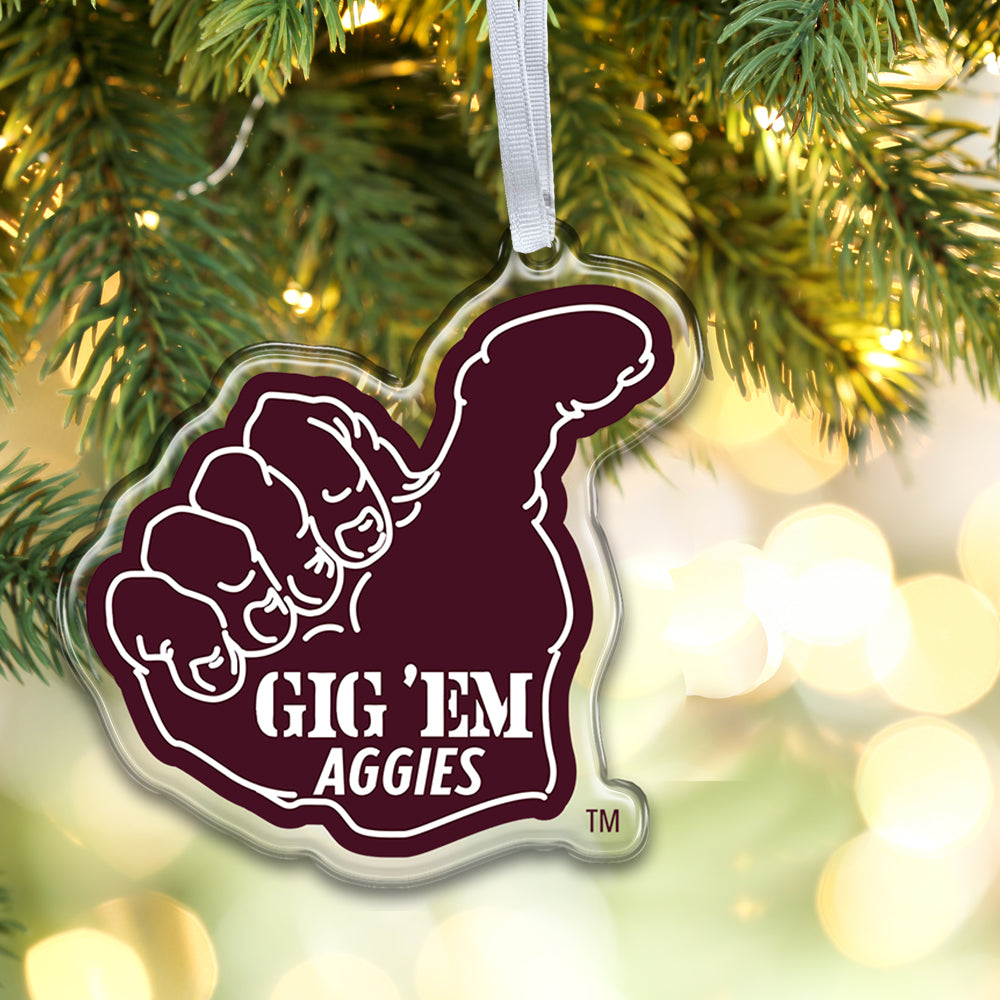 Texas A&M Aggies - Sesquicentennial Vintage Gig'Em Ornament & Bag Tag