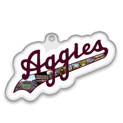 Texas A&M Aggies - Sesquicentennial Aggies Script Ornament & Bag Tag