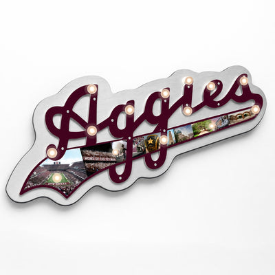 Texas A&M Aggies - Aggies Script Two Layer Marquee Lighted Dimensional Wall Art