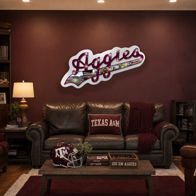 Texas A&M Aggies - Aggies Script Two Layer Marquee Lighted Dimensional Wall Art