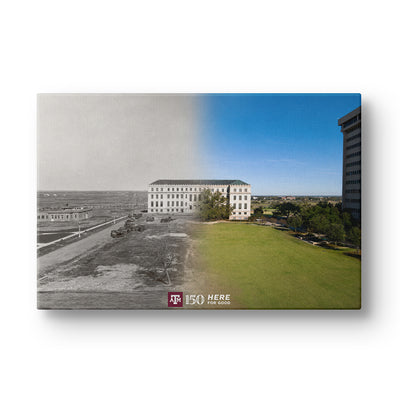 Texas A&M Aggies - Sesquicentennial Jack K. Williams Administration Building Then and Now