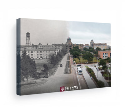 Texas A&M Aggies - Sesquicentennial Old Main and the Academic Building Then and Now