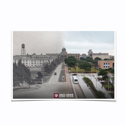 Texas A&M Aggies - Sesquicentennial Old Main and the Academic Building Then and Now