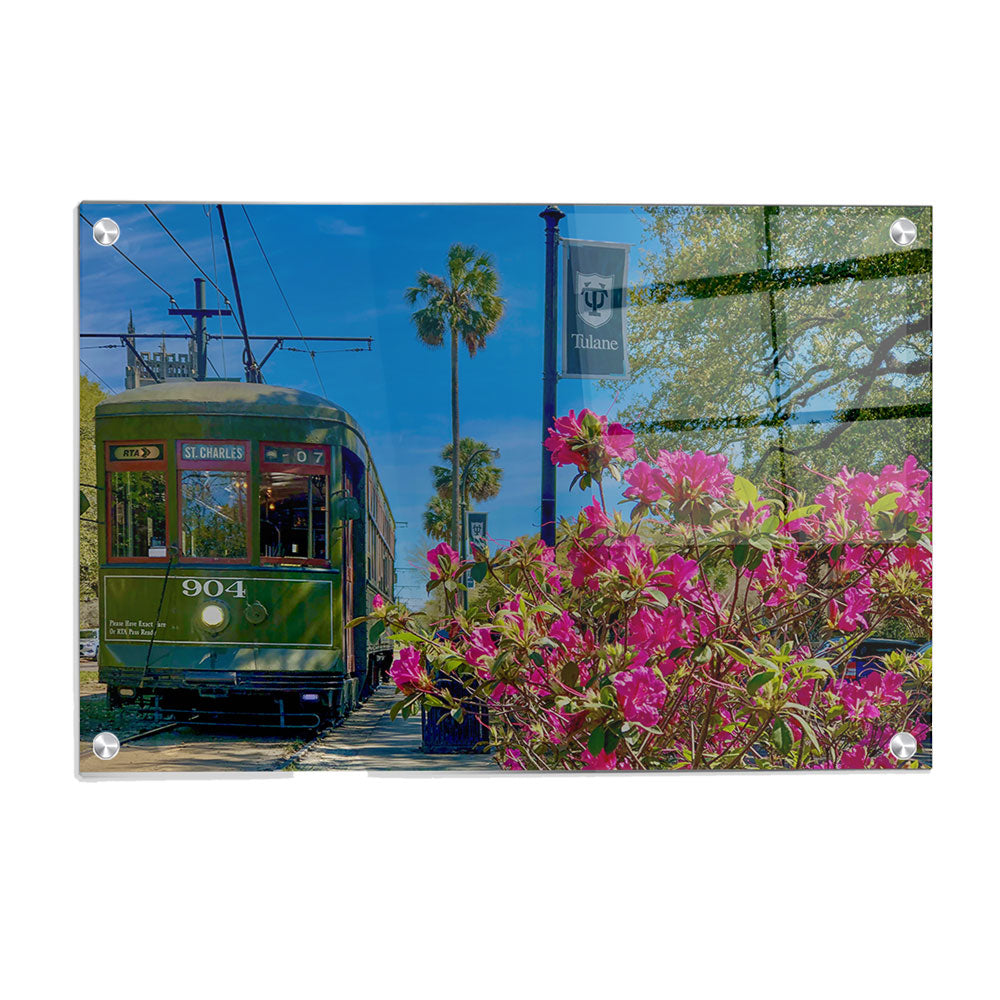 Tulane  Green Wave - St. Charles Streetcar Tulane - College Wall Art #Canvas