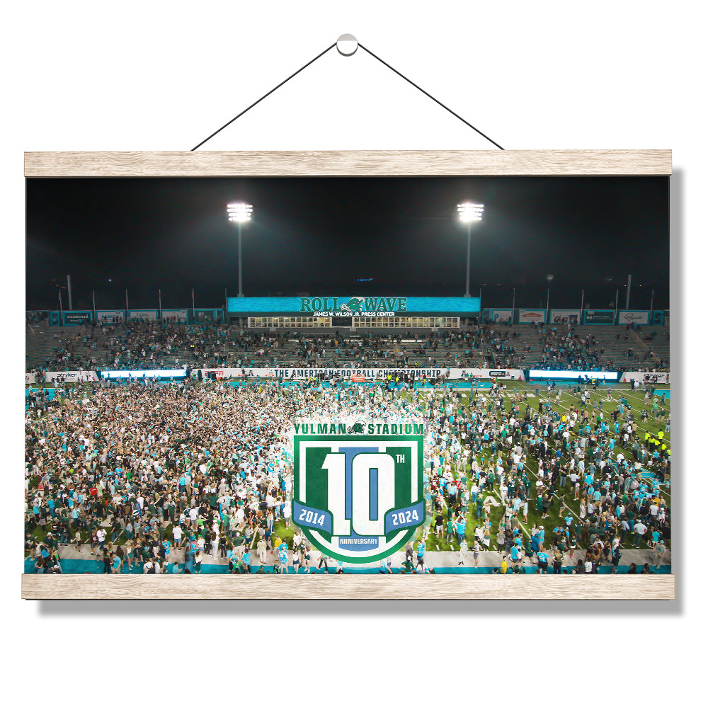 Tulane Green Wave - Yulman 10 Year American Conference Champions Storm the Field - College Wall Art #Canvas