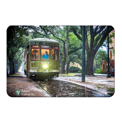 Tulane  Green Wave - Rainy Day Street Car St. Charles - College Wall Art #PVC