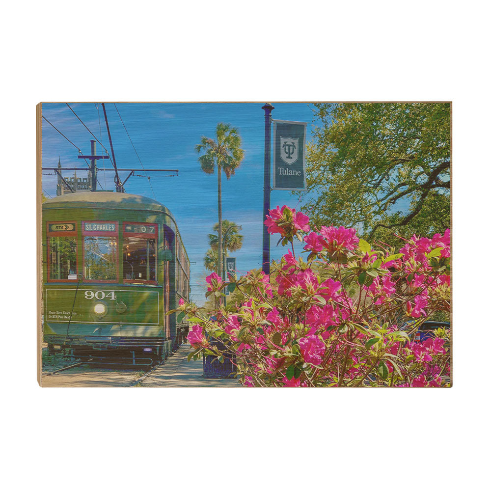 Tulane  Green Wave - St. Charles Streetcar Tulane - College Wall Art #Canvas