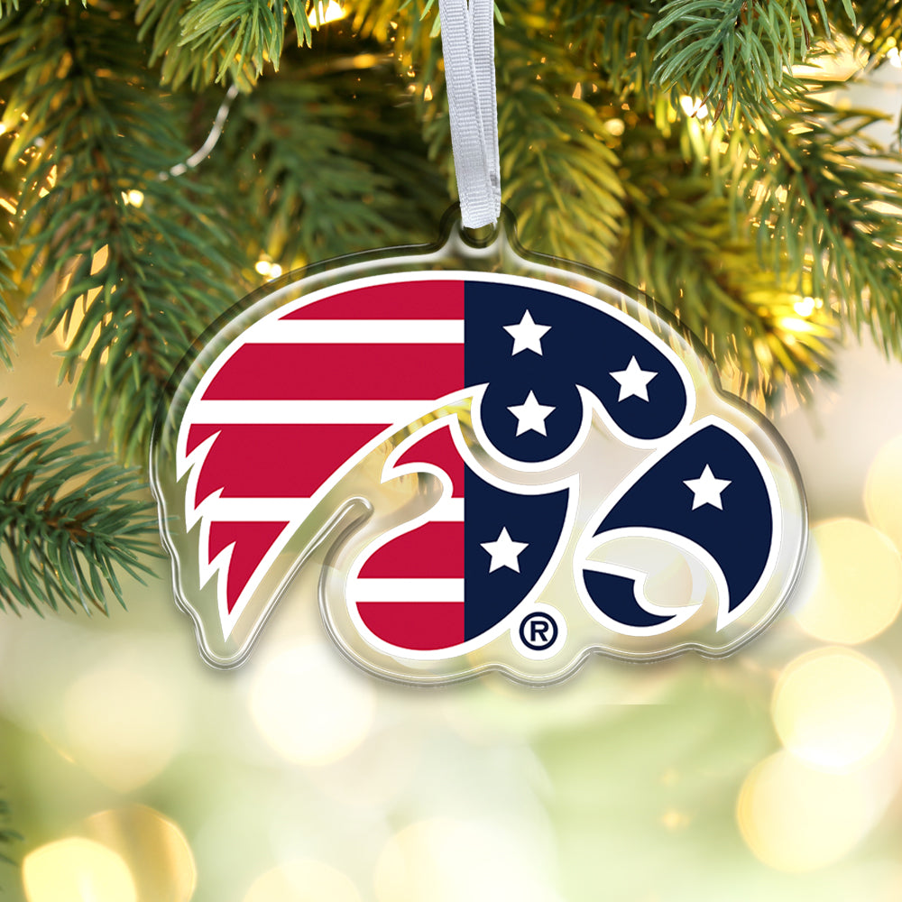 Iowa Hawkeyes - Tigerhawk Stars & Stripes Ornament & Bag Tag