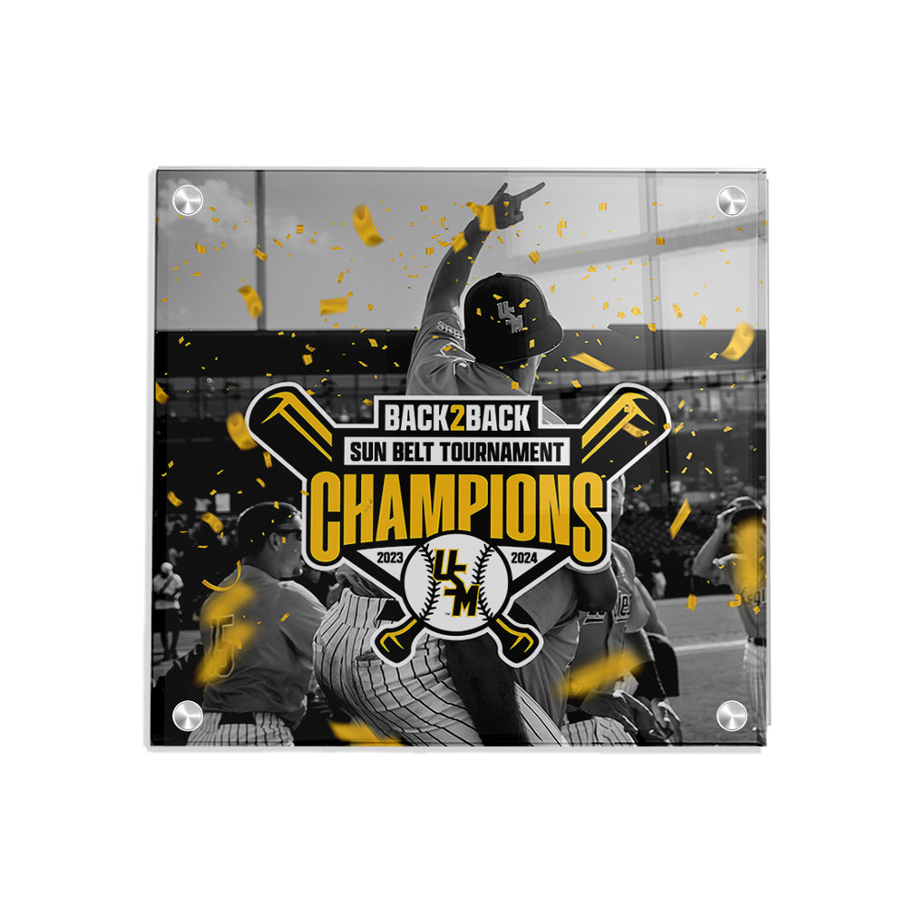 Southern Miss Golden Eagles - Back 2 Back Sun Belt Champions - College Wall Art #Canvas