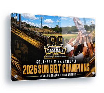 Southern Miss Golden Eagles - Southern Miss Baseball 2026 Sun Belt Champions - College Wall Art #Acrylic