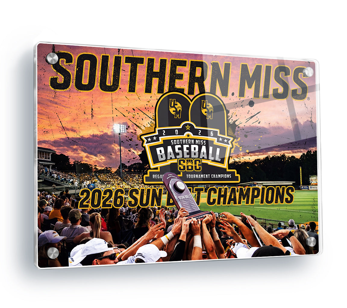 Southern Miss Golden Eagles - Southern Miss Sun Belt Champions - College Wall Art #Canvas