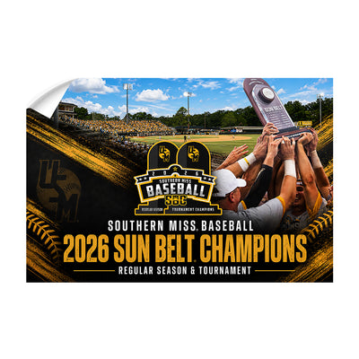 Southern Miss Golden Eagles - Southern Miss Baseball 2026 Sun Belt Champions - College Wall Art #Wall Murals