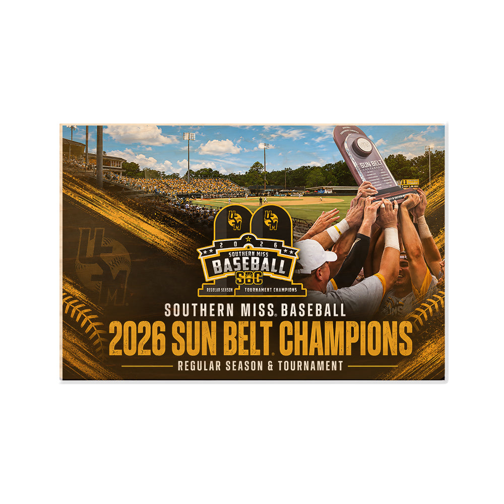 Southern Miss Golden Eagles - Southern Miss Baseball 2026 Sun Belt Champions - College Wall Art #Canvas