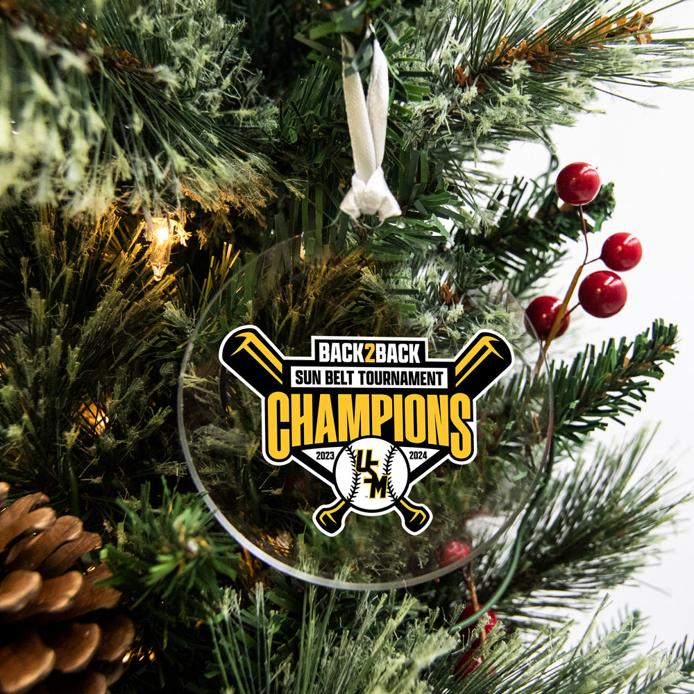 Southern Miss Golden Eagles - Back 2 Back Sun Belt Tournament Champions Logo Ornament & Bag Tag