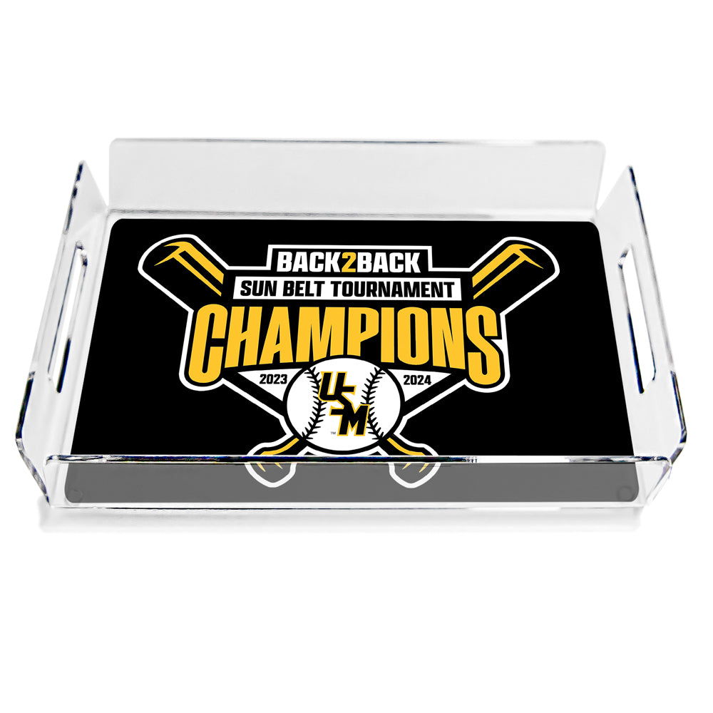 Southern Miss Golden Eagles - Back 2 Back Sun Belt Tournament Champions Logo Decorative Serving Tray