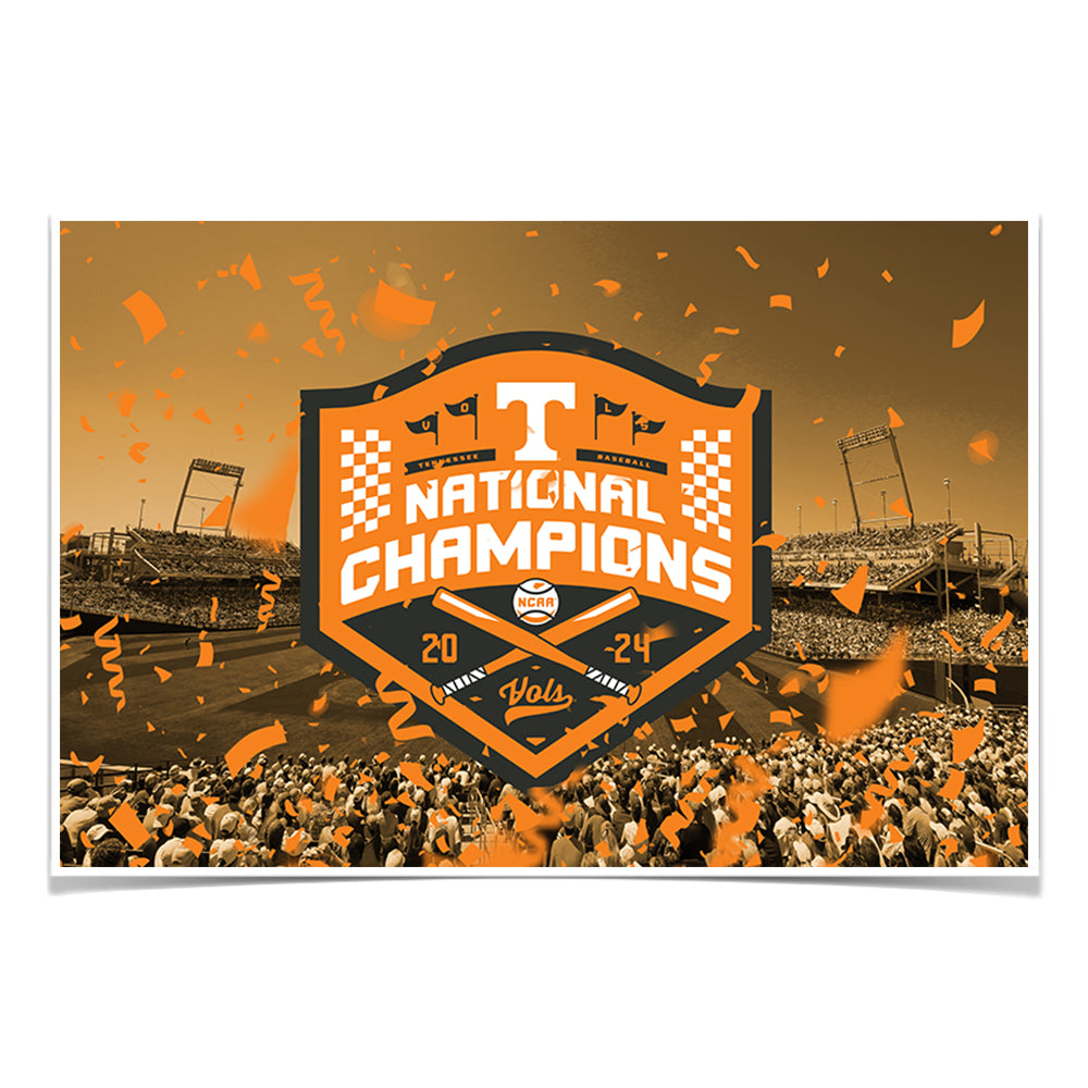 Tennessee Volunteers - Tennessee Orange NCAA Baseball National Champions - College Wall Art #Canvas