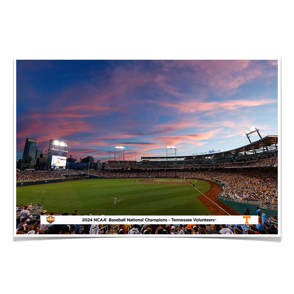 Tennessee Volunteers - 2024 NCAA Baseball National Champions Sunset - College Wall Art #Canvas 